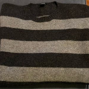 J Crew mens gray stripped lambs wool sweater
